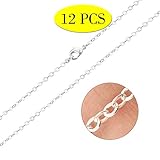 Wholesale 12 PCS Silver Plated Brass Flat Cable Chains Bulk for Jewelry Making 18-30 inches (18 Inch(2MM))