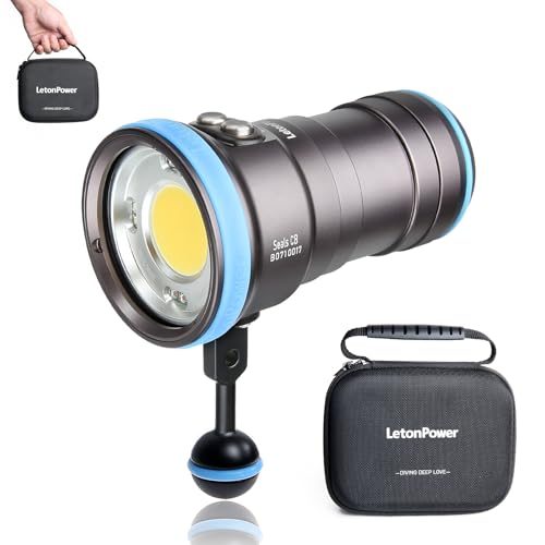 LetonPower Seal CB Underwater Video Torch 4000 Lumen – 120° CRI 94 6500K, Waterproof 100 m, USB-C Charging for Professional Video and Underwater Photos
