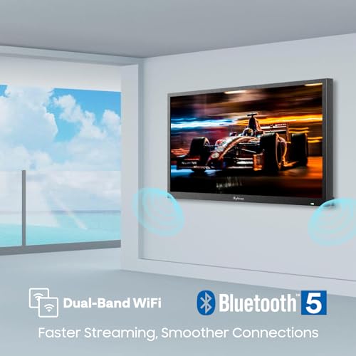 SYLVOX 32" Outdoor TV, 1080P FHD Smart TV, 1500 Nits Full Sun Readable, IP55 Waterproof Television for Balcony Terrace Yard, Built-in Google Cast, Voice Remote & Dual Speakers (2025, Pool SE)