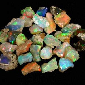 ATOZ SHOPPINGAmazing Quality Natural Ethiopian Opal Rough Lot 1 Piece (1.00ct,3.00ct,5.00ct,) Amazing Multi Fire Welo Fire Opal Rough Untreated Rough Raw Gemstone, Black Opal Rough (mix fire 3 carat)