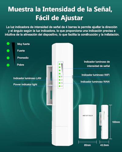 NEWFAST WiFi Bridge, 3km CPE Wireless Outdoor Wireless Bridge Wi-Fi Outdoor WiFi Bridge 5.8GHz 300Mbps, CPE Outdoor Long Range, 11dBi Directional Antenna, PoE Passive,IP66