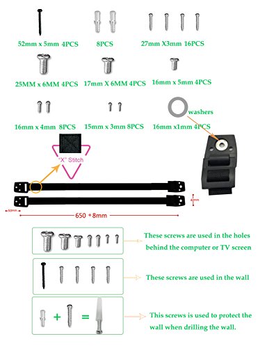 Anti Tip Straps TV & Furniture Safety Wall White Baby Childproofing Drawer,Flat Screens, Earthquake,Television Antitip (4Pack)