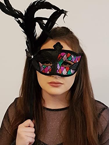 JJMS Trading Ltd Masquerade Masks For Women, Great For Masquerade Balls, Venetian Mask Parties, Chose From 4 Colours (Pink Red Purlple)