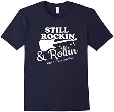Men's 4th Wedding Anniversary Gifts 4 Year Shirt For Him and Her Large Navy