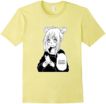 Mens Anime Girl Texting T Shirt Hot Fashion T Shirt Small Lemon