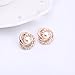 KAVANI Rose Gold Plated Elegant Pearl Crossing Round Pendant Necklace Earrings Set Jewelry Set for Women