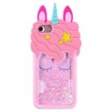 FunTeens Bling Unicorn Case for Apple iPod Touch 6th 5th Generation,3D Cartoon Animal Design Cute Soft Silicone Quicksand Glitter Shiny Cover,Kawaii Cool Skin for Kids Child Teens Girls(iPod Touch5/6)