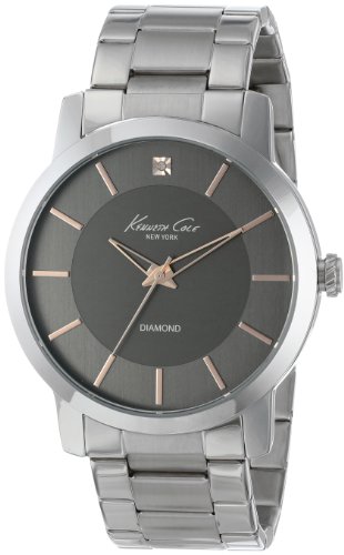 Kenneth Cole New York Men's KC9328 Rock Out Round Grey Dial Rose Gold Detail Diamond Watch