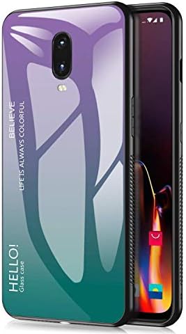 Oneplus 6T Case,Gradient Bicolor 9H Tempered Glass Series-Slim Light Weight Thin Drop Proof Cover with Soft Protective Bumper Compatible with Oneplus 6T Smartphone (Gradient Purple)