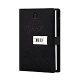 Lock Diary Leather Locking Journal Writing Notebook Vintage Lock Planner Agenda Personal Diary Black