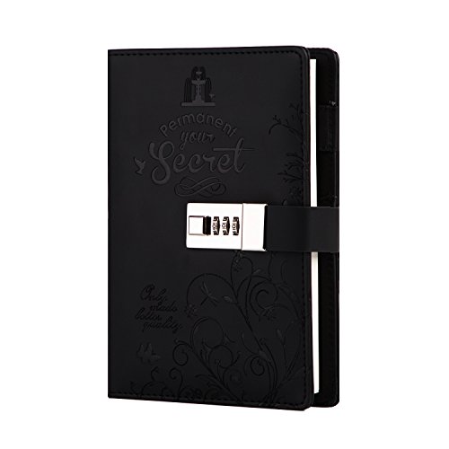 Lock Diary Leather Locking Journal Writing Notebook Vintage Lock Planner Agenda Personal Diary Black