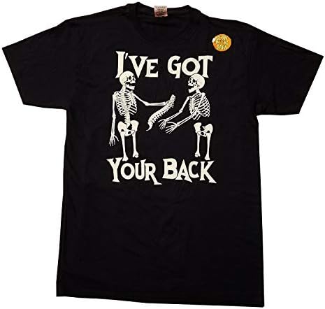Glow in The Dark Mens Halloween I've Got Your Back Skeleton Graphic T-Shirt