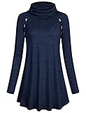 Kimmery Womens Long Sleeve Button Embellished Casual Basic Tunic Tops Blouse