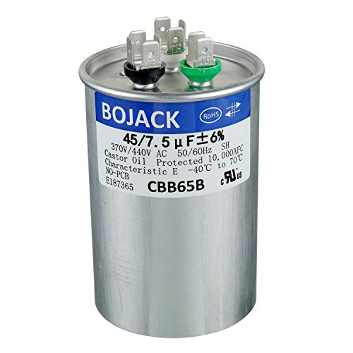 BOJACK 45+7.5 uF 45/7.5 MFD ±6% 370/440 V AC CBB65 Dual Run Circular Start Capacitor for AC Motor Run or Fan Start or Condenser Straight Cool or Heat Pump Air Conditioner: Industrial & Scientific