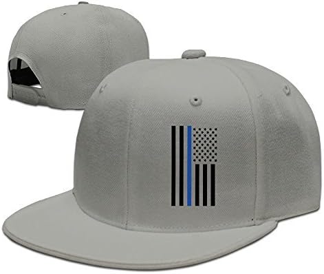 Men Women Thin Blue Line American Flag Baseball Cap Snapback Ash