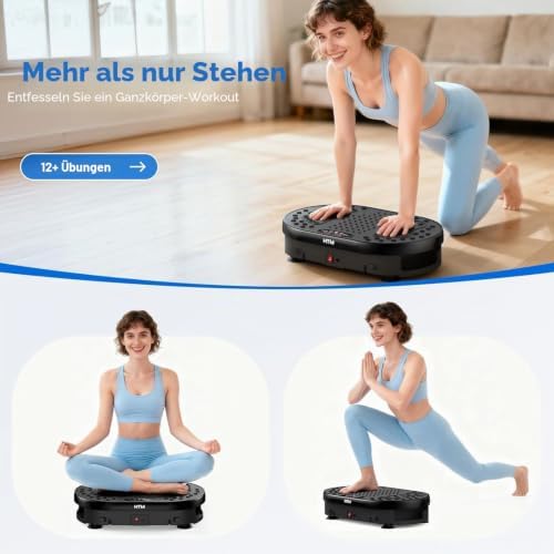 Vibrationsplatte Trainingsgerät mit Fernbedienung, 120 Geschwindigkeitsstufen, 9 Programmmodi und 15 Minuten Timer, Maximale Belastbarkeit 136 kg , Rüttelplatte Sport für Ganzkörpertraining