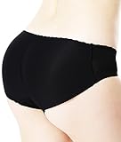 Everbellus Women's Padded Seamless Butt Hip Enhancer Panties Boy Shorts Black Large