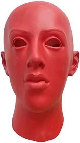 Latex realistic female mask for party halloween (full red)