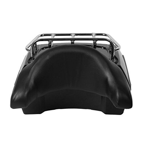 image for Graspwind Motorcycle Luggage Tour Trunk Tail Box with Top Rack Backres