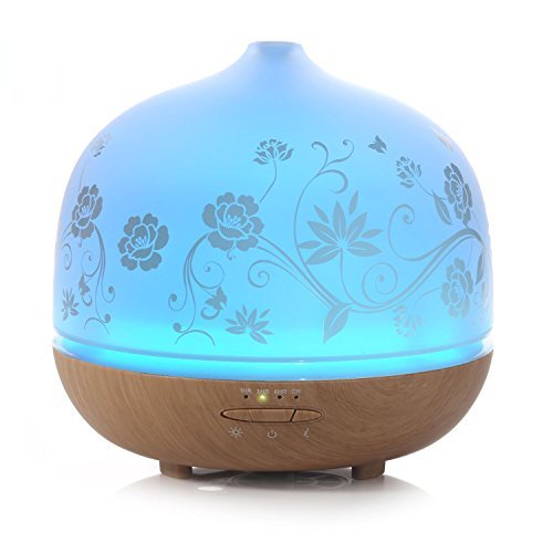 title=BESTEK 500 ml Vetro Diffusore di Aromi e Oli Essenziali Ultrasuoni con 7 colori