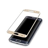 S6 Edge Screen Protector Tempered Glass,ALCLAP Galaxy S6 Edge Full Coverage Premium Color High Definition Crystal Clear Film for Samsung Galaxy S6 Edge (Gold)