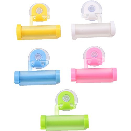 Vanki 5 pcs Rolling Toothpaste Dispenser Tube Squeezer Sucker Holder Hanger Gadget,random color