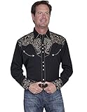 Scully Men's 852 Long-Sleeve Western Shirt, Black, M