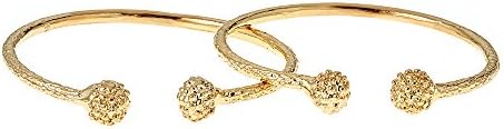 Baby .925 Sterling Silver Disco Ball Ends West Indian Bangles Plated w. 14K Gold (Pair)