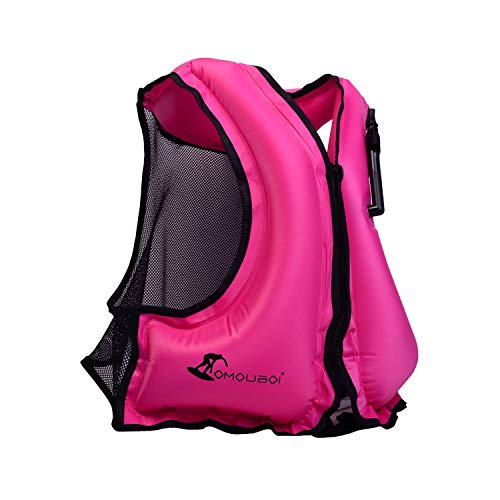 OMOUBOI Snorkel Vest Life Jacket Inflatable Kayak Life Vest for Adults and Youth 88-220 lbs Swimming Boating (Red)