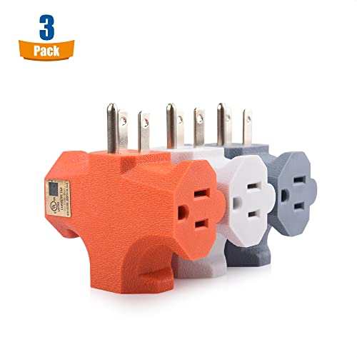 Cable Matters 3Pack 3 Way Plug Adapter, UL Listed (3 Prong 3 Outlet
