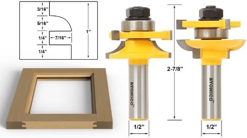 Yonico 12238-2 Bit Rail and Stile Router Bit Set, Round Over - Stock Size: 3/4" to 1" - 1/2" Shank, 0.5 inches - Image 3