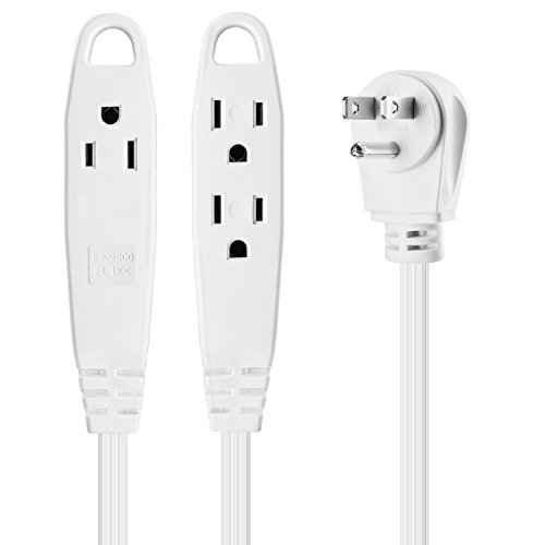 MAXIMM 25 Feet 3 Outlet Extension Cord/Wire, 3 Outlet Electrical Cord, 16AWG Indoor/Outdoor Use - White - UL Listed