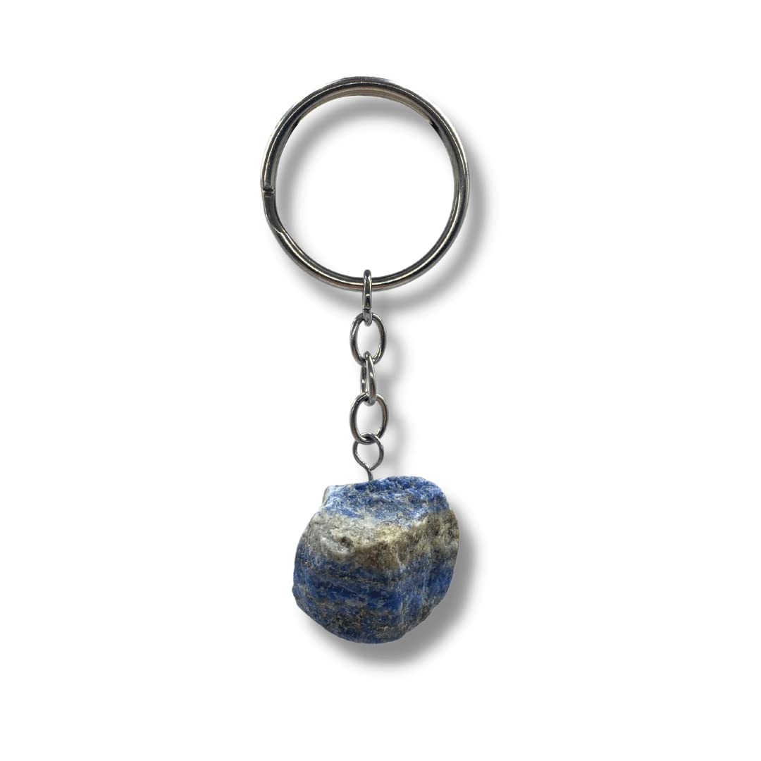 Raw gemstone key ring, natural raw stone pendant with gemstone of your choice, each stone is unique, healing effect, intense colours, natural, perfect gift Lapis Lazuli