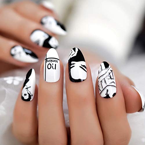 EDA LUXURY BEAUTY WHITE BLACK GLAMOROUS CUSTOM DESIGN Full Cover Press On Gel Glitter Artificial Nail Tips Acrylic Shiny False Nails Extra Long Oval Round Almond Stiletto Super Fashion Fake Nails 6 EDA LUXURY BEAUTY WHITE BLACK GLAMOROUS CUSTOM DESIGN Full Cover Press On Gel Glitter Artificial Nail Tips Acrylic Shiny False Nails Extra Long Oval Round Almond Stiletto Super Fashion Fake Nails