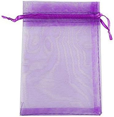 50pcs Organza Pouches Jewelry Organizer Packing Drawable Organza Gift Bags Party Bags Wedding Gift Bags &amp; Pouches 15x20cm/6*8'' (Purple)