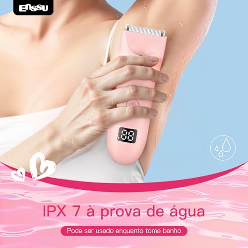 Enssu Aparador De Pelos Intimos Femininos 2 em 1 | Aparador de Pelos Feminino para Corpo e Virilha, Depilador Elétrico com Lâmina de Segurança, IPX7 à Prova d'Água