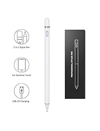 Lápiz óptico para pantallas táctiles, lápiz capacitivo recargable, guante antiincrustante de 0.057 in, punta fina de goma reemplazable, punta de dibujo, escritura de mano, bolígrafo digital para iPad, iPhone, tabletas, teléfonos inteligentes, iOS Android