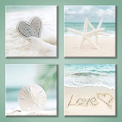 Beach Picture Canvas Artwork For Bathroom Coastal Wall Art Seaside Painting Print On Canvas Decor 12x12x4 Buy Online At Best Price In Uae Amazon Ae