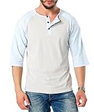 Aiyino Mens Henley Short Sleeve with 3 Buttons - Assorted Colors Large Sky Blue Shirts