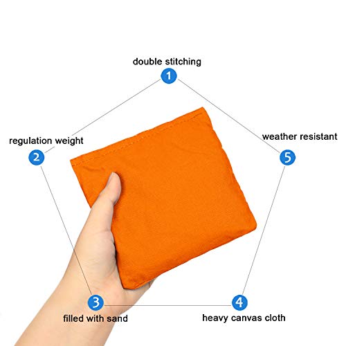 OOFIT Cornhole Bean Bags Set of 8 Weather Resistant for Tossing Corn Hole Game with Carrying Box (Pink, Orange)