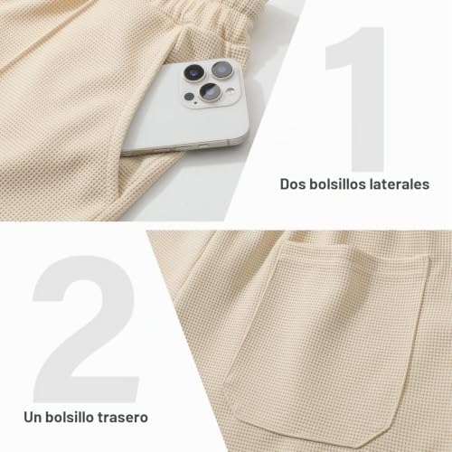 Calções Waffle de Homem Calções Casuais com Bolso