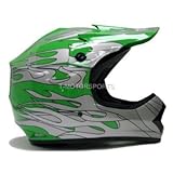 TMS® Youth Green Flame Motocross ATV Mx Off-road Dirt Bike Helmet DOT (Large)
