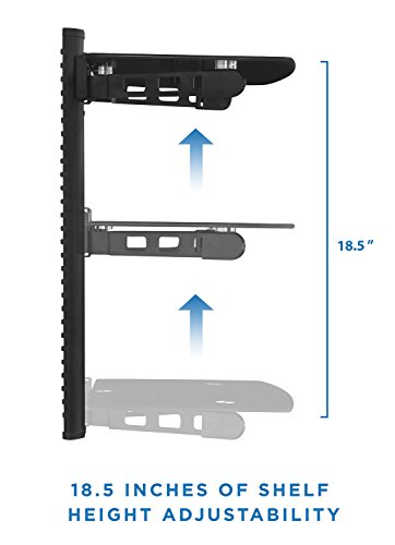 Mount-It! MI-817 Floating Wall Mounted Shelf Bracket Stand for AV Receiver, Component, Cable Box, Playstation4, Xbox1, VCR Player, Blue Ray DVD Player, Projector, Load Capacity 44 lbs, Two Shelves, Tinted Tempered Glass