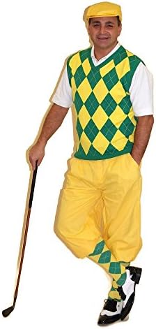 Men's Knicker Outfit - Yellow Knickers with Green and Yellow Argyle … (34 Knickers/XLarge Vest, Yellow)