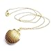 Sea Shell Locket, Mermaid Valentine Necklace, Beach Locket, Gold Tone Brass,Can open the shell by Anomasu