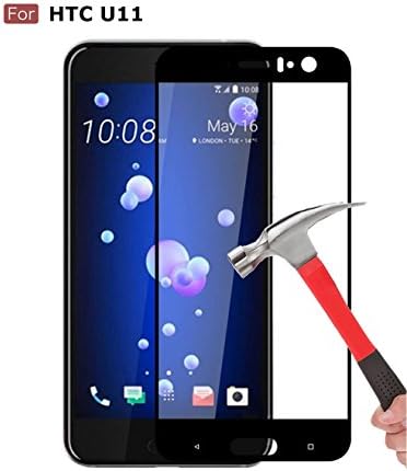 HTC U11 Screen Protector, HTC U 11 Screen Protector, Wellci Full Coverage Tempered Glass(Full Cover),Premium Oil Resistant Coated Glass Screen Protector (Black)
