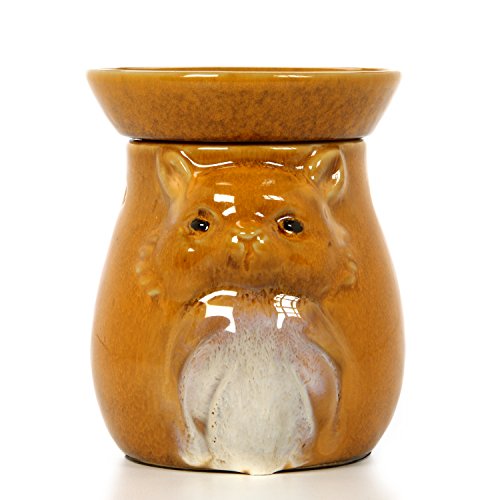 Hosley's 5" High Tan Woodland Animal Ceramic Electric Oil Warmer. Ideal Gift for Wedding, Spa and Aromatherapy. Use with HOSLEY Brand Fragrance Oils, Essential Oils and Wax Melts / Cubes.