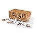 PICNIC TIME 207-50-404-000-0 Newbury Wicker Picnic Basket Set for 4 Persons, Navy Blue & Burgundy Plaid Pattern