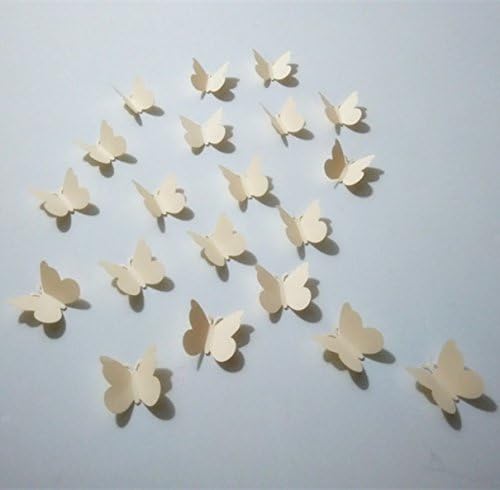 20 Pcs/pack DIY Beige Lovely Vivid 3D Decorative Butterfly Wall Sticker For Kid's Bedroom Home Decal Wedding Party Decor Type With Antennae