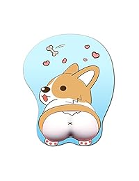 Alfombrilla de ratón anime 3D ergonómica de gel de silicona suave para juegos con soporte de muñeca, linda alfombrilla de ratón para perro Corgi para niñas